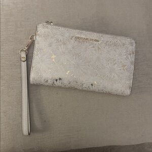 Michael Kors Floral White and Gold Wristlet